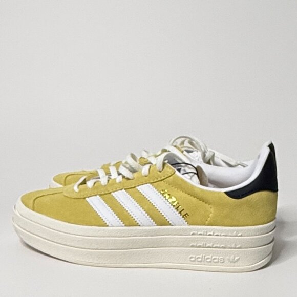 💛 Adidas Gazelle Bold Platform Sneakers YELLOW/WHITE Women's Size 6 - Picture 7 of 10